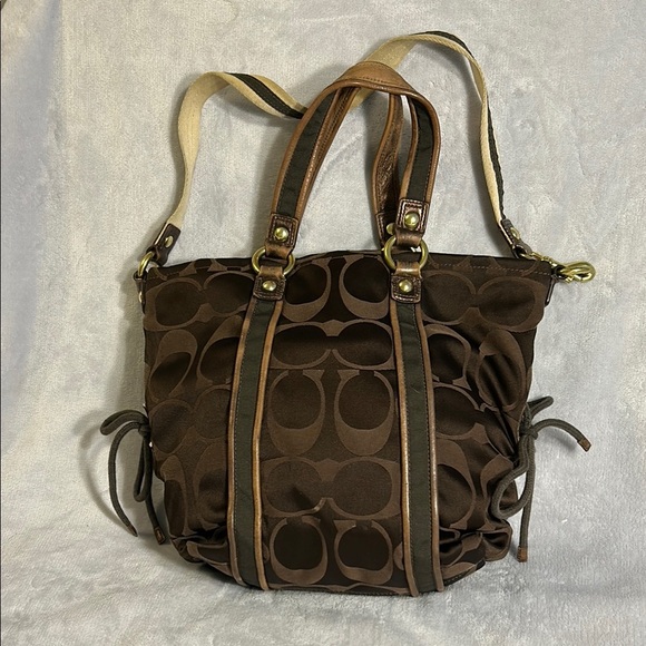 COACH Poppy 13843 Brown Tote Bag - Picture 2 of 15